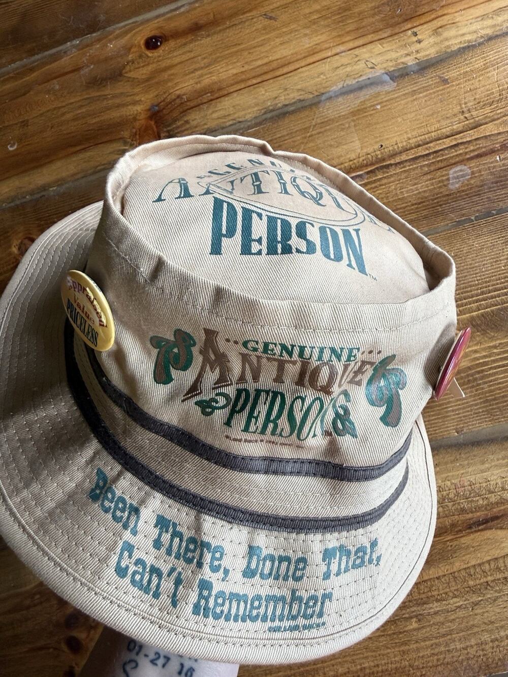 Genuine Antique Person Vintage 1993 Bucket Hat With Pins Adult Med
